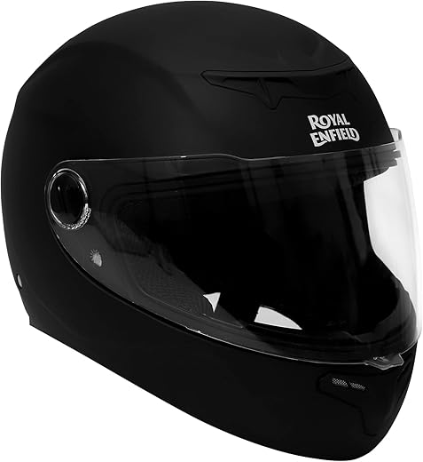 Royal Enfield TPEX Full Face Helmet with Clear Visor Matt Black, Size: XL(61-62cm)